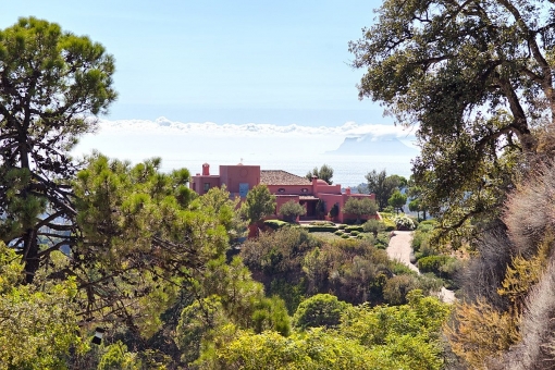 Outside view of the villa with views to the sea