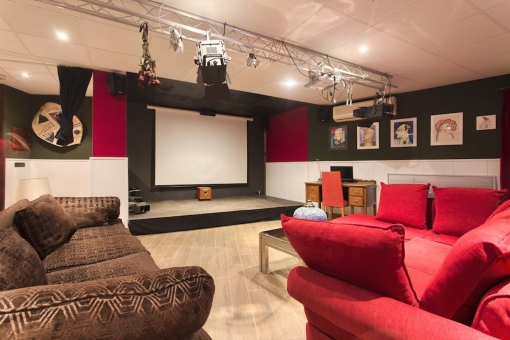 Entertainment room with stage