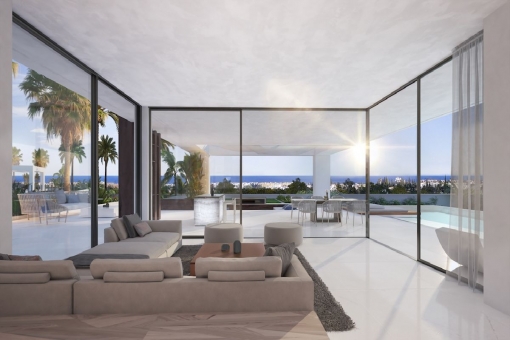 Living area with sea views