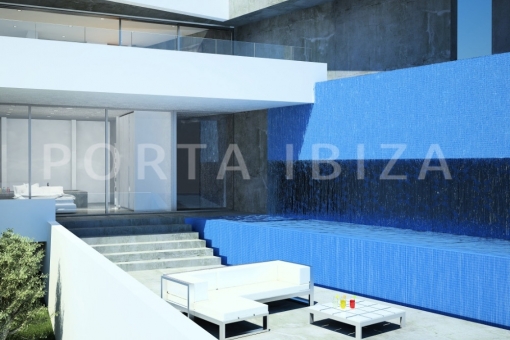 pool area-amazing-view-to-sea-and-Ibiza-plot-project-Can-Furnet