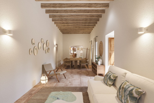 Open-plan living and dining area