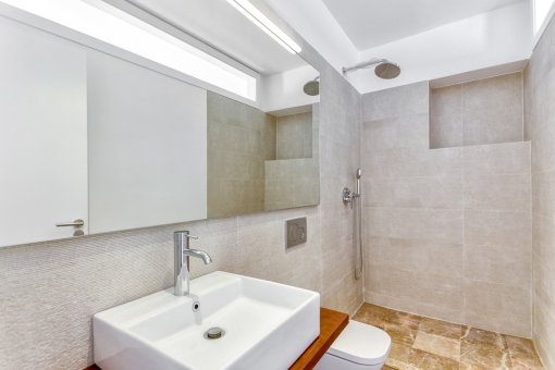 Modern and new bathroom with shower
