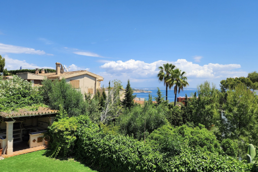 View over the private garden to the sea