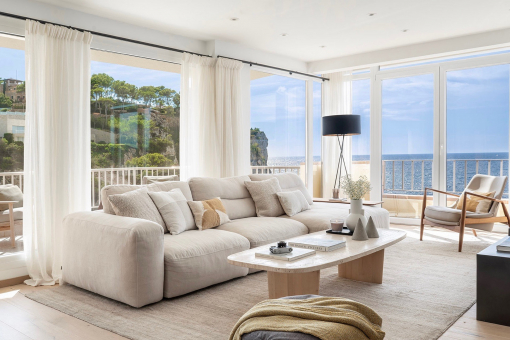 Light-filled living area with sea views
