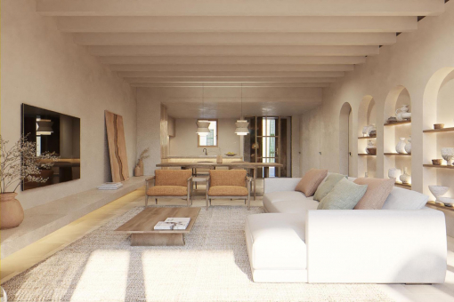Open-plan living and dining area