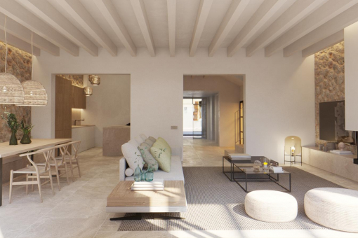 Bright living and dining area