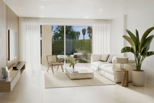 Wohnzimmer im Erdgeschoss mit Garten