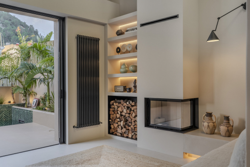 Fireplace in the living area