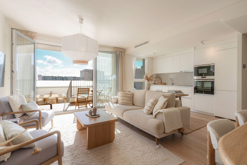 Open living and dining area