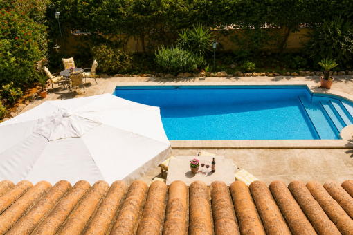 View of the pool from the roof terrace