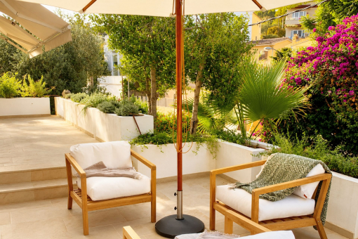 Terraza rodeada de plantas mediterráneas
