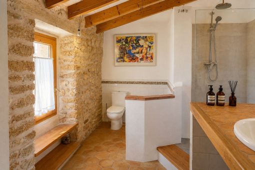 One of the two bathrooms