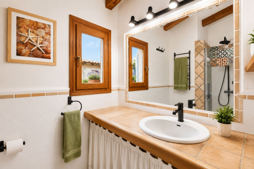One of the two bathrooms