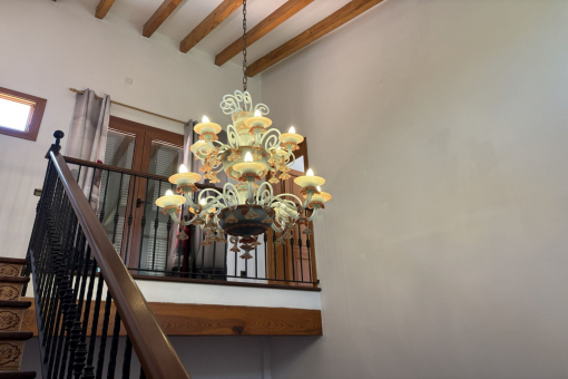 Staircase with classic chandelier