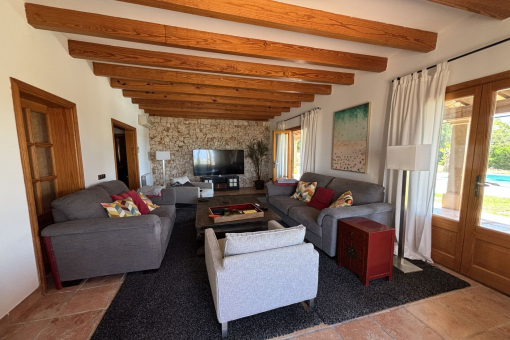 Living area with fireplace