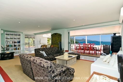 Living room with sea views