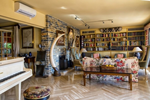 Living area with fireplace