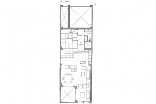 Construction plan of the upper floor