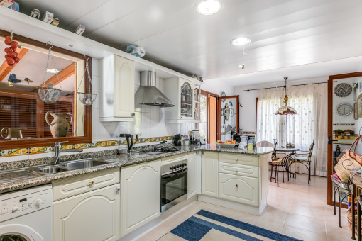 Large kitchen with dining area