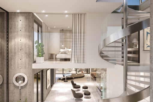 Spacious living area of the duplex penthouse
