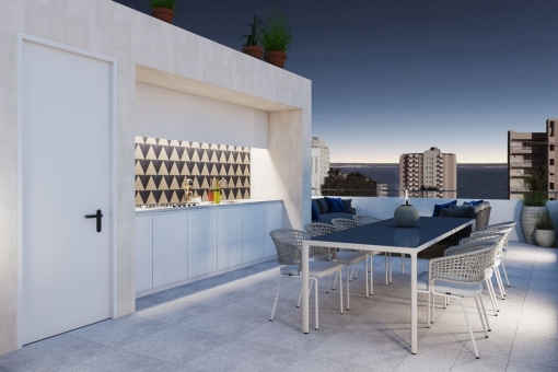 Dining area on the roof terrace