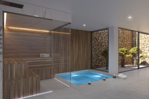 Attractive spa area with sauna