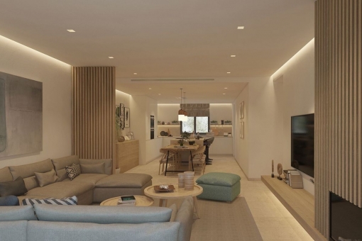 Open, cozy living area