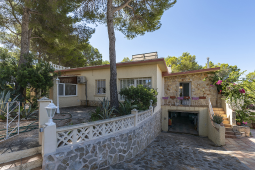 Exterior view and garage