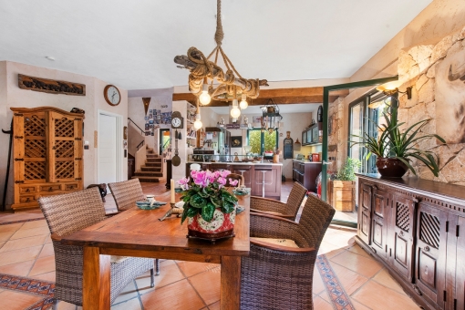 Rustic dining area