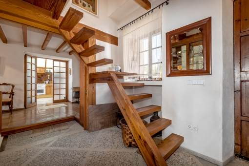Wooden stairs to the upper floor