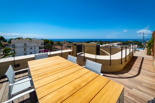 Fantastic sunny roof top terrace with dining area