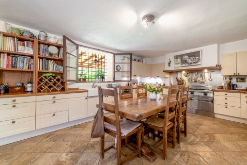 Spacious kitchen with dining area