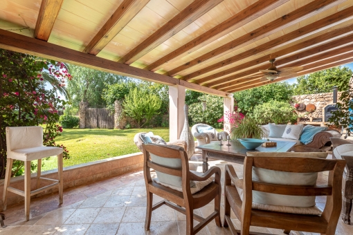 Idyllic covered dining area