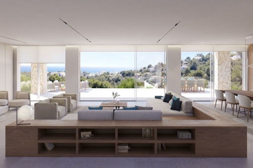 Living area with panoramic sea views