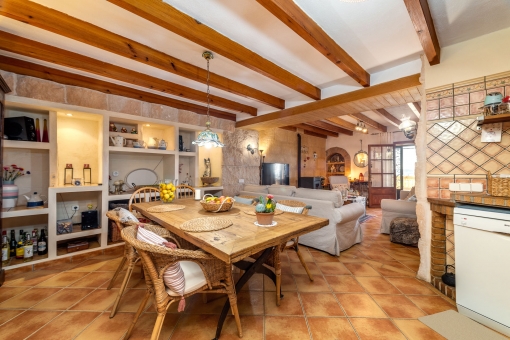 Dining area with open kitchen