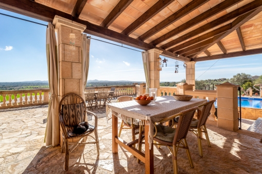 Covered terrace with panorama views