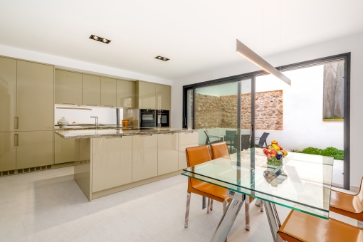 Modern kitchen and dining area