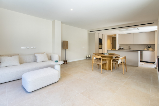 Open-plan living and dining area