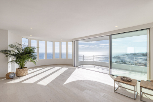 Living area with sea views