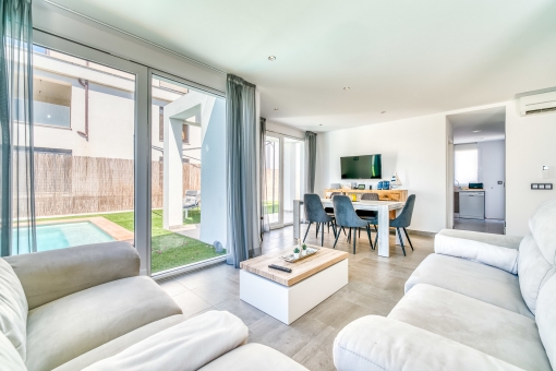 Modern living and dining area