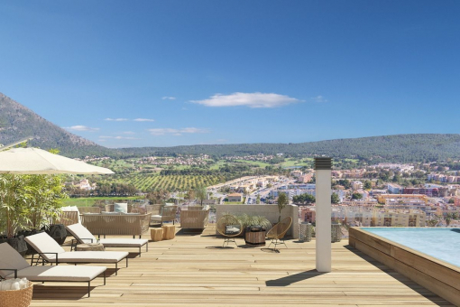 Modern penthouse-apartment in a newly-built residential complex with wonderful sweeping views and private pool in Santa Ponsa