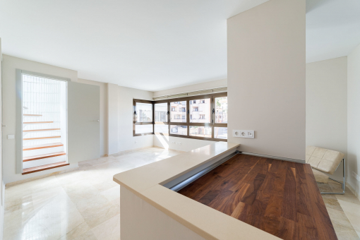 Living area and kitchen