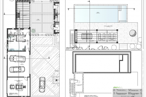 Plano de la casa anexa y la zona de la piscina