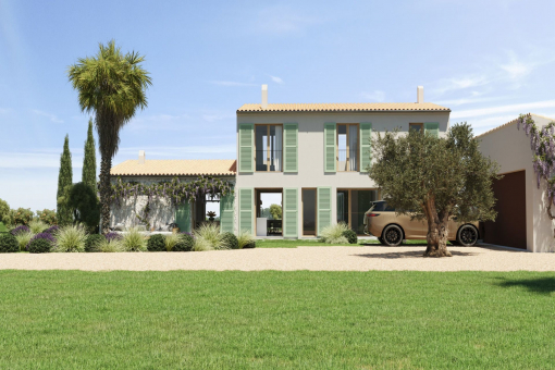 Sideview of the finca and garage