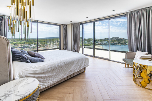 Bedroom with floor-to-ceiling windows