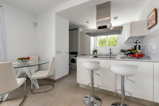 Open kitchen and dining area