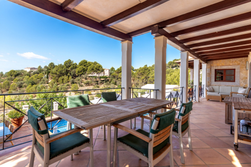Covered outdoor dining area