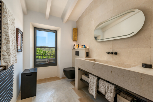 Bathroom with garden views