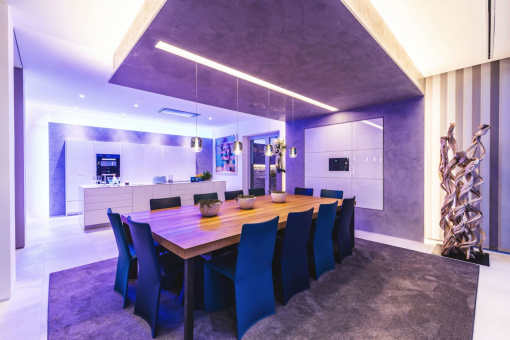 Dining area with American kitchen