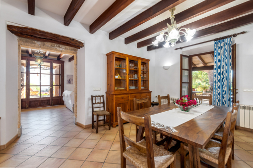 Rustic, open dining area
